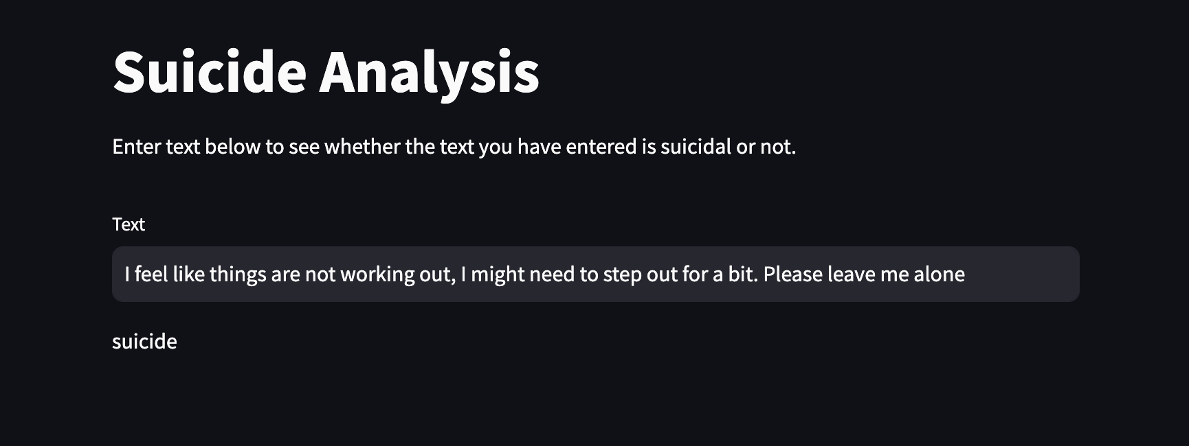 Suicidial Text Analysis